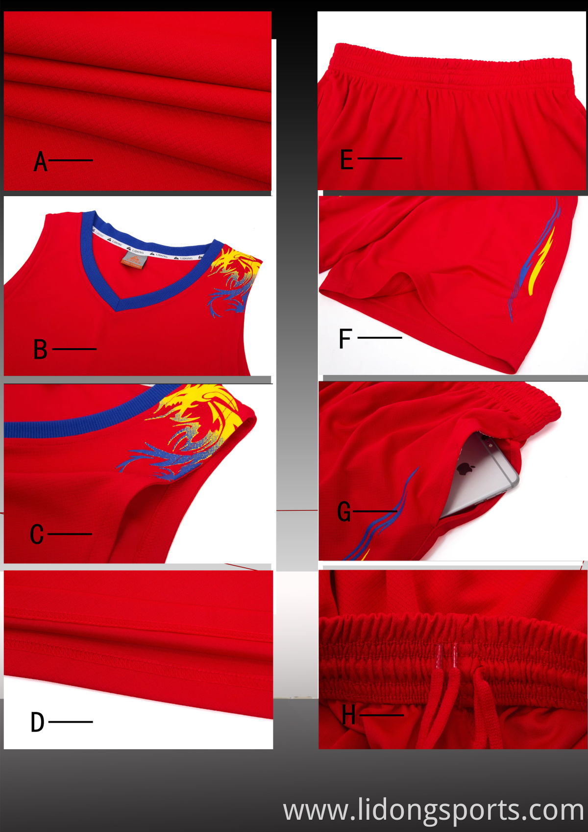 2021 Guangzhou Latest Men Basketball Jersey Uniform Design Red Sport Clothes Custom Basketball Wear